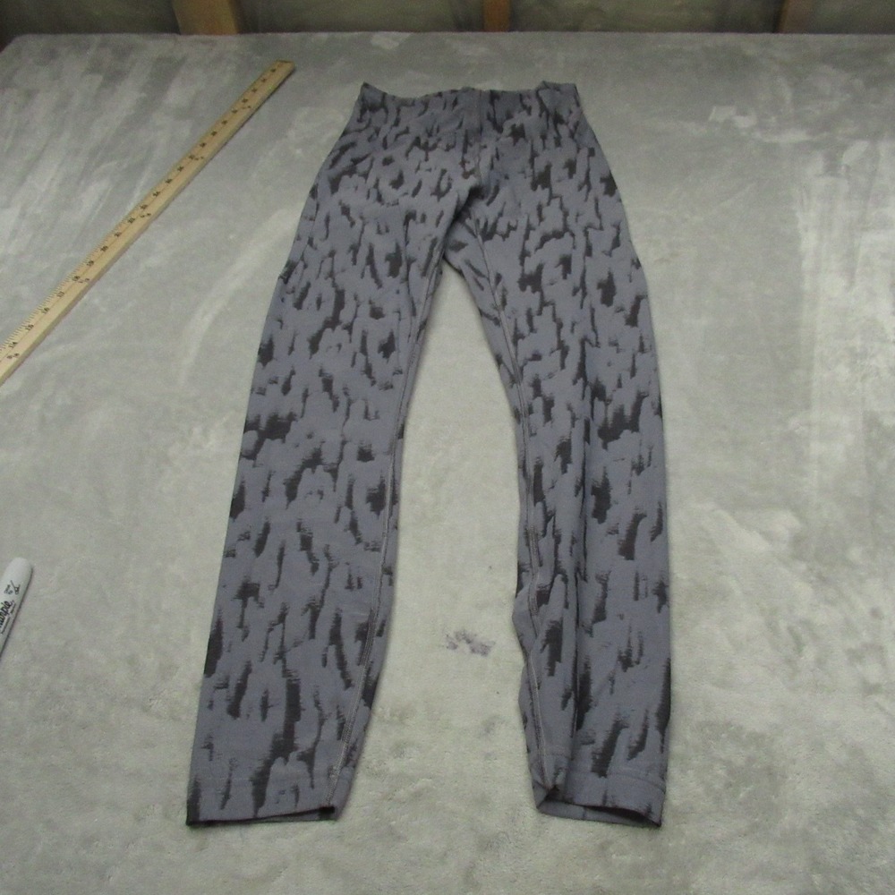 Lululemon InStill Leggings Women 4 Gray‎ Abstract High Rise Yoga Athletic 22x26